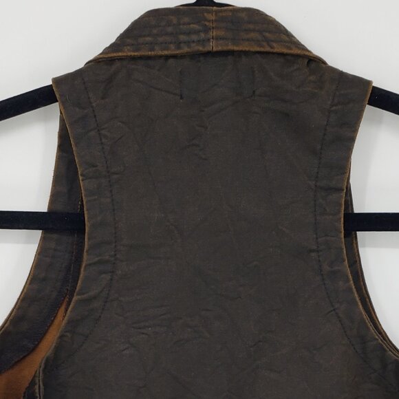 Forever 21 Vintage Y2K Studded Faux Leather Biker Waistcoat Vest M  Brown - Picture 6 of 9